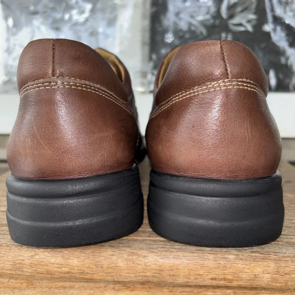 Johnston & Murphy Brown Sheepskin Lined Leather Oxford Shoes Men's 13 M Brazil